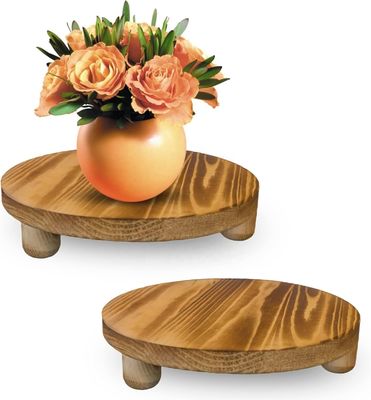 Scatola di legno semplice 2 pacchetti di legno Riser pianta sgabello display Rack rotondo vaso pianta di fiori piedistallo Retro