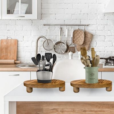 Scatola di legno semplice 2 pacchetti di legno Riser pianta sgabello display Rack rotondo vaso pianta di fiori piedistallo Retro