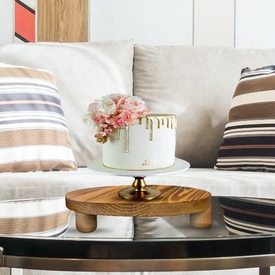 Scatola di legno semplice 2 pacchetti di legno Riser pianta sgabello display Rack rotondo vaso pianta di fiori piedistallo Retro