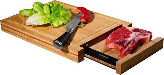 Tavola di taglio di bambù professionale con blocchi di taglio a scala e quadrati