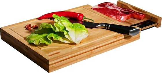 Tavola di taglio di bambù professionale con blocchi di taglio a scala e quadrati