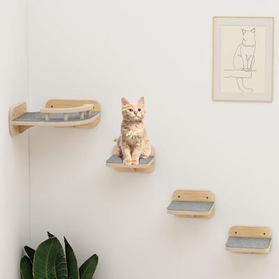 Home Arredamento Dimensioni personalizzate Arredamento per gatti montato a parete Angolo scaffale da arrampicata con 3 gradini larghi