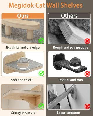 Home Arredamento Dimensioni personalizzate Arredamento per gatti montato a parete Angolo scaffale da arrampicata con 3 gradini larghi