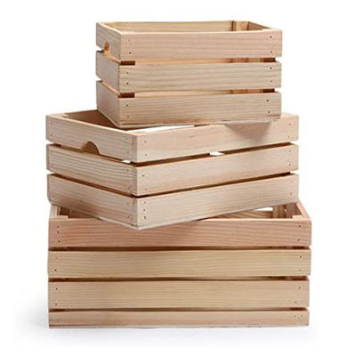 Set di 3 piccoli mini cassetti di legno con manicotti Rustico finitura stampa bruciato