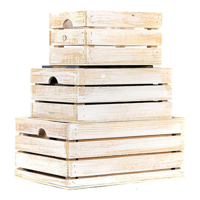 Set di 3 piccoli mini cassetti di legno con manicotti Rustico finitura stampa bruciato