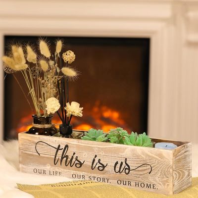 Scatola di piante di legno rettangolare per piante centrali rustiche Logo personalizzato accettabile