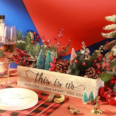 Scatola di piante di legno rettangolare per piante centrali rustiche Logo personalizzato accettabile