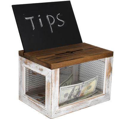 Disegno a griglia di filo pannello acrilico di legno di pino scatola per la raccolta di bollette per la donazione per la scrivania