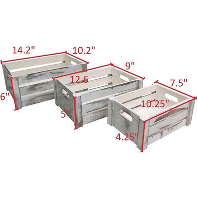 Set di 3 casse di legno con maniglie di corda