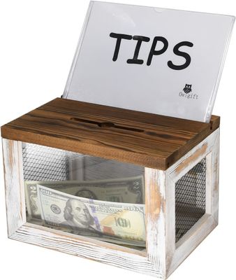 Disegno a griglia di filo pannello acrilico di legno di pino scatola per la raccolta di bollette per la donazione per la scrivania