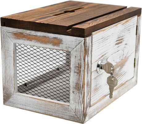 Disegno a griglia di filo pannello acrilico di legno di pino scatola per la raccolta di bollette per la donazione per la scrivania