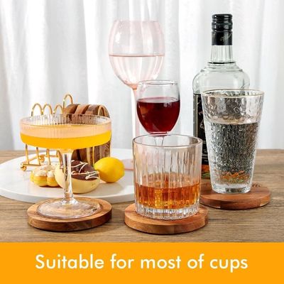 Stampa Custom 9cm Round Bar Home Drink Coasters Legno Bambù Coaster con porta