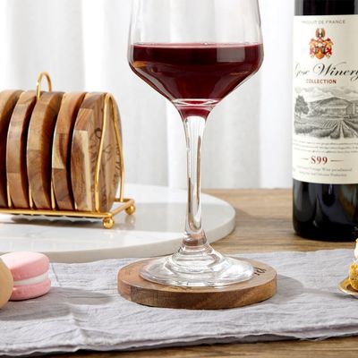 Stampa Custom 9cm Round Bar Home Drink Coasters Legno Bambù Coaster con porta