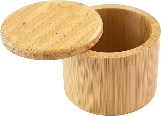 Scatola di stoccaggio per cantina di sale in bambù multifunzionale con coperchio magnetico fatta a mano