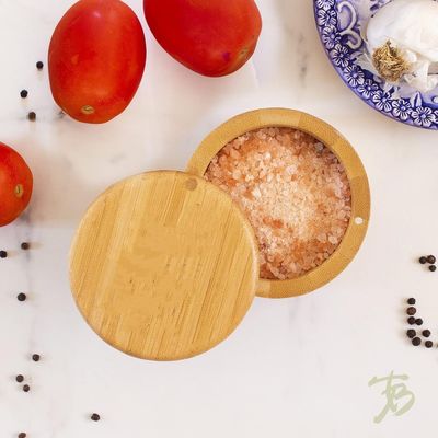 Scatola di stoccaggio per cantina di sale in bambù multifunzionale con coperchio magnetico fatta a mano