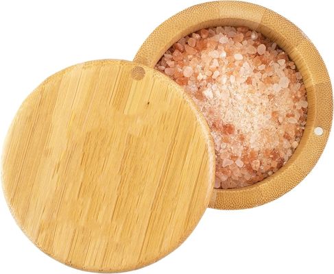 Scatola di stoccaggio per cantina di sale in bambù multifunzionale con coperchio magnetico fatta a mano