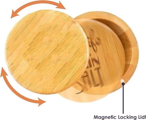 Scatola di stoccaggio per cantina di sale in bambù multifunzionale con coperchio magnetico fatta a mano
