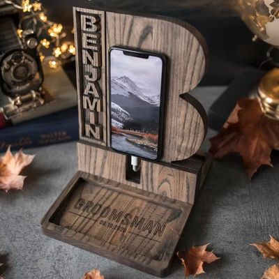 Telefono in legno per regali personalizzati per l'anniversario in stile rustico