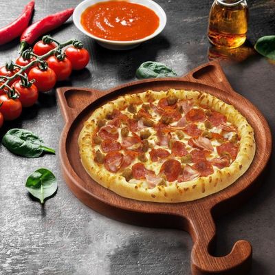 7'8'10' Irregolare piatto di legno rotondo per gatto piatto di pizza in legno massello fatto a mano