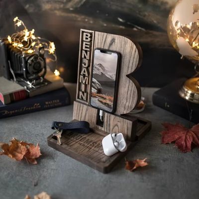 Telefono in legno per regali personalizzati per l'anniversario in stile rustico
