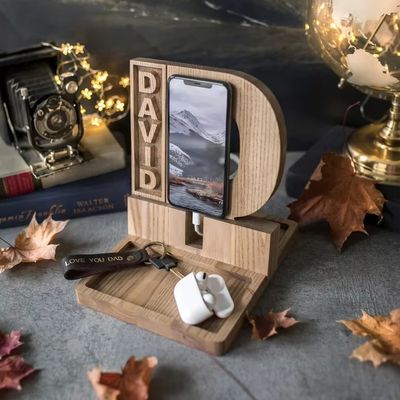 Telefono in legno per regali personalizzati per l'anniversario in stile rustico