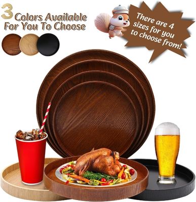 Piatto di legno a colori semplici, rotondo, da 9,5 pollici, perfetto per la casa o per il tavolo da caffè.