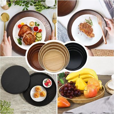 Piatto di legno a colori semplici, rotondo, da 9,5 pollici, perfetto per la casa o per il tavolo da caffè.