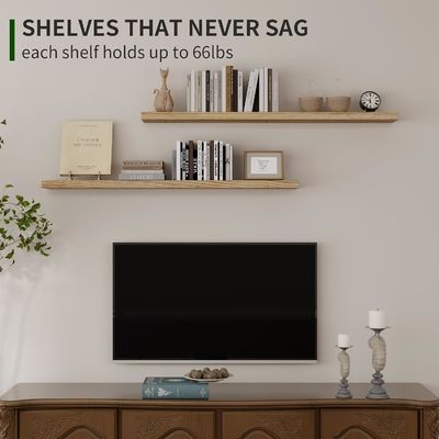 Mensola da parete da 48 pollici Set di 2 mensole in legno rustico per lo stoccaggio a parete nel display del bagno