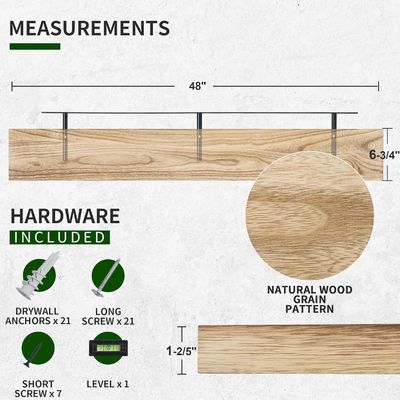 Mensola da parete da 48 pollici Set di 2 mensole in legno rustico per lo stoccaggio a parete nel display del bagno