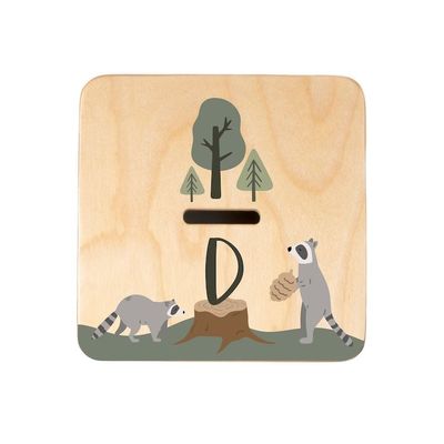 Piggy Bank in legno a colori semplici con disegno personalizzabile per animali boschivi
