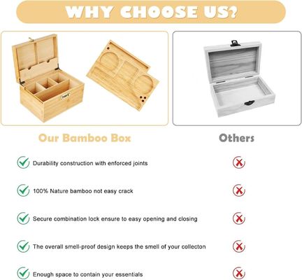 Scatola di legno semplice con vassoio rimovibile e serratura combinata