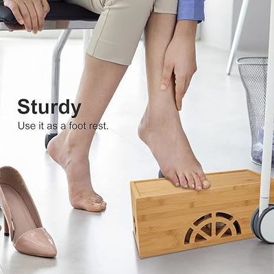 Casella di gestione dei cavi in legno di rilievo magnetica grande piccola organizzatore del cavo di bambù per la casa