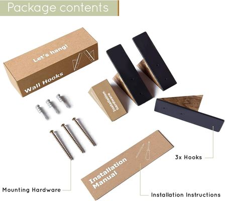 Arredamento per soggiorno Vantaggio in grande quantità Legno nero di noce Anelli per cappelli in metallo nero