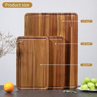 17x12 12x10 12x7 Pollici Spessore di Legno Tavolo da taglio Set di 3 con maniglie e liquido scanalatore