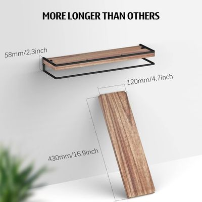 Set moderno di 2 ripiani galleggianti rustici Camera da letto a muro con disegno in legno