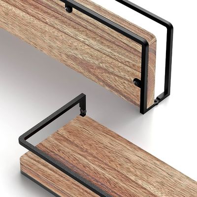 Set moderno di 2 ripiani galleggianti rustici Camera da letto a muro con disegno in legno
