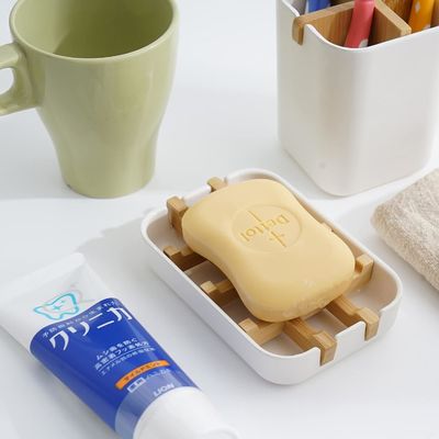 Tenitore di sapone in bambù bianco auto-essiccabile per doccia a casa e bagno Eco-friendly