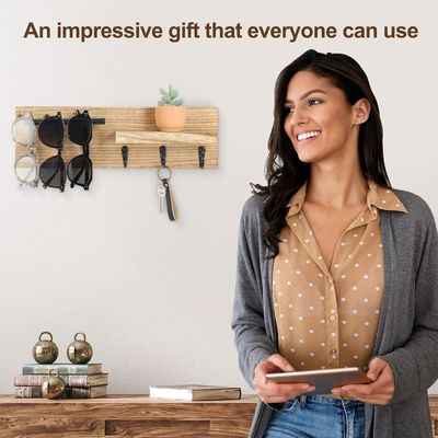 Serratura a chiavi in legno multifunzione con scaffale e ganci