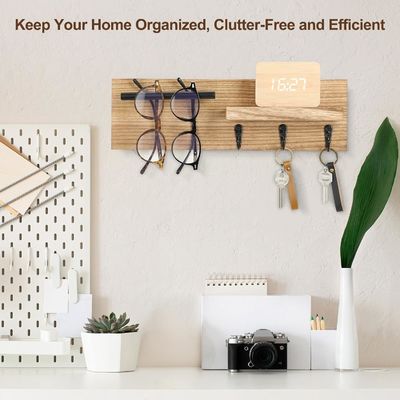 Serratura a chiavi in legno multifunzione con scaffale e ganci