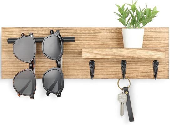 Serratura a chiavi in legno multifunzione con scaffale e ganci