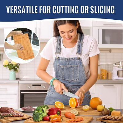 4 pezzi di tavola da taglio in bambù pre-ottigliati con scanalatura di succo 16 x 1,8 x 12 pollici