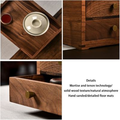 Scatole di scrivania in legno stampate a vetro di seta con doppi strati cassetti e altro