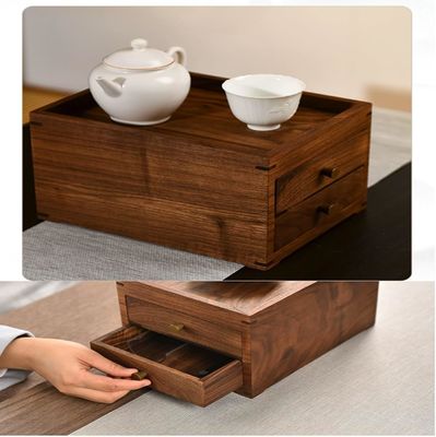 Scatole di scrivania in legno stampate a vetro di seta con doppi strati cassetti e altro