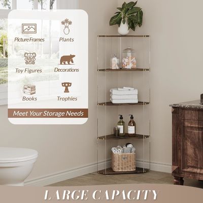 Libreria per immagazzinamento multiuso con scaffali da angolo in acrilico e legno