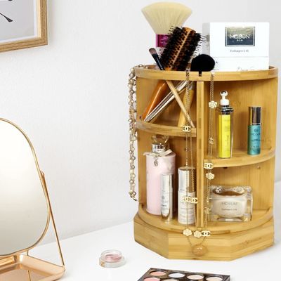 202407 Mensole e cassetti regolabili Bambù Organizzatore di trucco rotante Articoli per la casa
