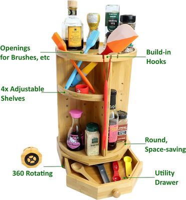 202407 Mensole e cassetti regolabili Bambù Organizzatore di trucco rotante Articoli per la casa