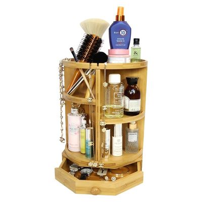 202407 Mensole e cassetti regolabili Bambù Organizzatore di trucco rotante Articoli per la casa