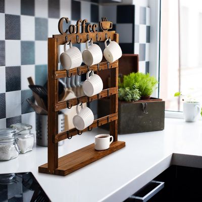 Rustico Vintage Legno Tazza di caffè Regal di 4 Livelli Legno Contatore Top Coppa Portante