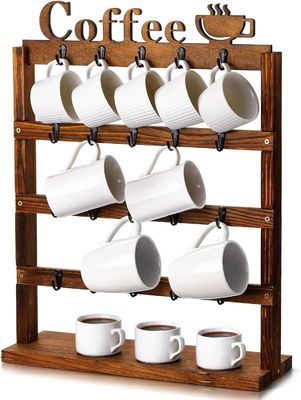 Rustico Vintage Legno Tazza di caffè Regal di 4 Livelli Legno Contatore Top Coppa Portante
