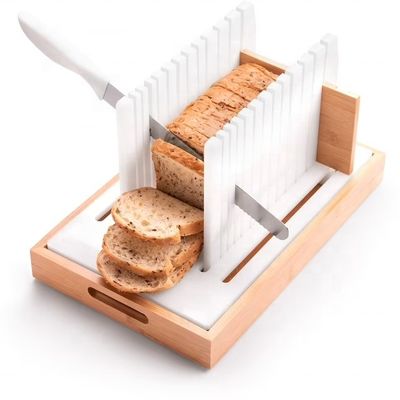 Tagliatrice di pane di legno con silicone antiscivolo e base super stabile Tagliatrice di legno artigianale